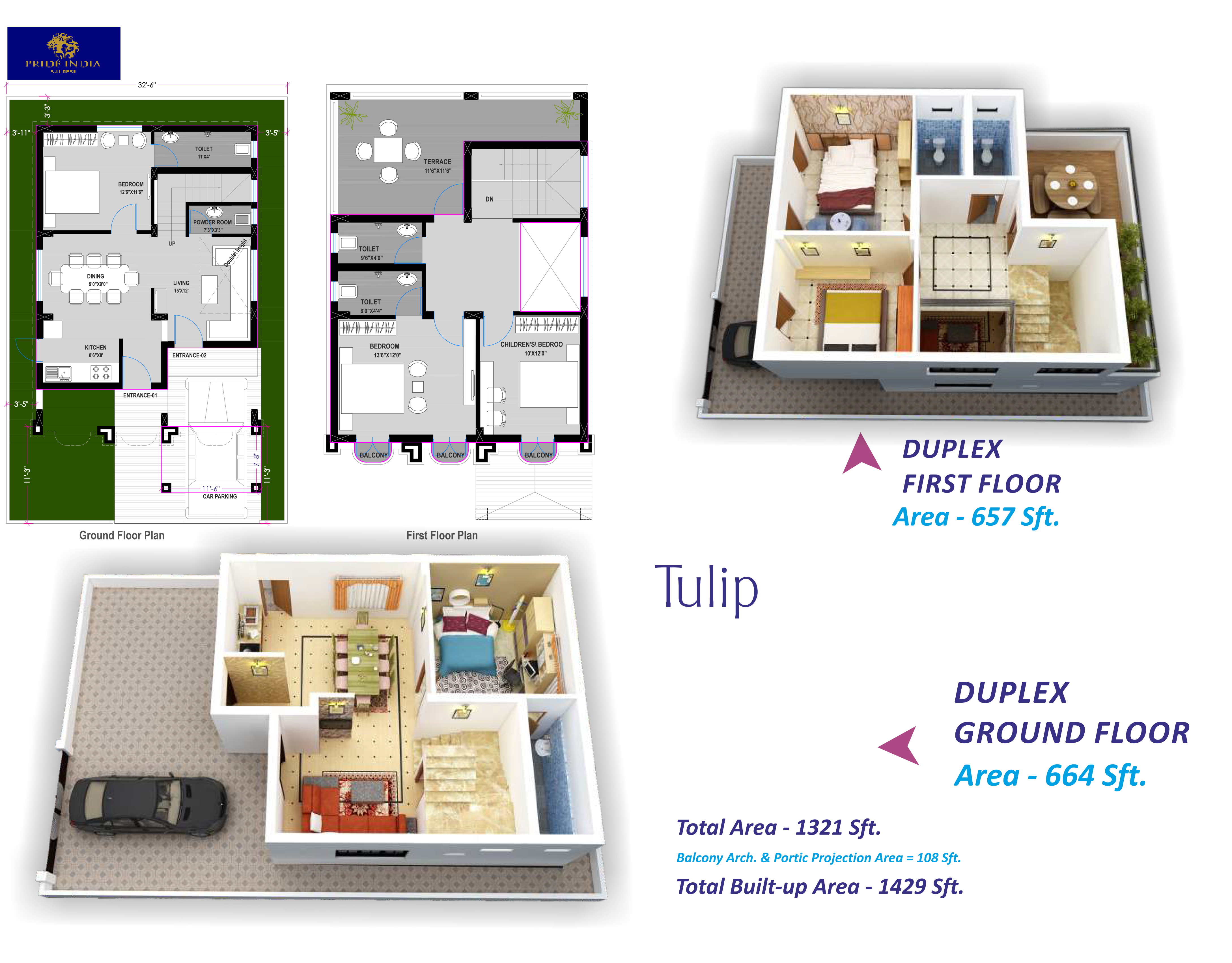 Floor Plan - Tulip Duplex 181